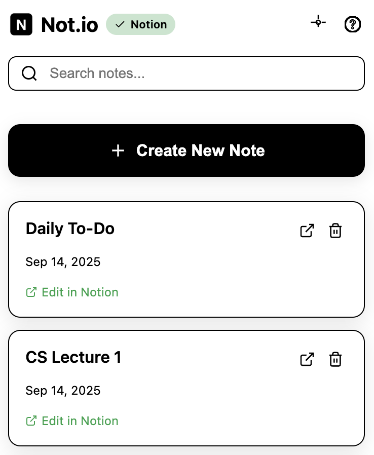 Not.io Chrome Extension Demo